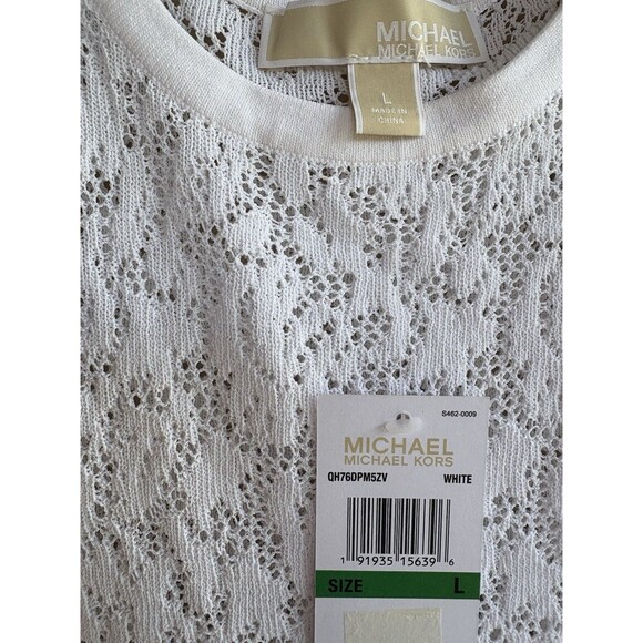 Michael Kors NWTWomen Large White Beach Cover Up Dress Eyelet Lace Open Shoulder - Picture 9 of 13